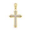 0.50 CT. T.W. Diamond Bevelled Edged Cross Necklace Charm in 10K Gold