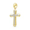 0.50 CT. T.W. Diamond Bevelled Edged Cross Necklace Charm in 10K Gold