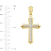 0.50 CT. T.W. Diamond Bevelled Edged Cross Necklace Charm in 10K Gold