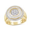 Thumbnail Image 1 of 1.33 CT. T.W. Certified Lab-Created Multi-Diamond Double Frame Ribbed Shank Ring in 10K Gold (F/SI2)