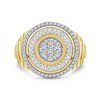 Thumbnail Image 3 of 1.33 CT. T.W. Certified Lab-Created Multi-Diamond Double Frame Ribbed Shank Ring in 10K Gold (F/SI2)