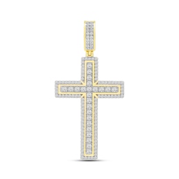 2.00 CT. T.W. Certified Lab-Grown Diamond Frame Cross Necklace Charm in 10K Gold (F/SI2)