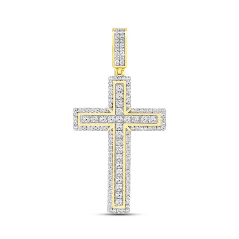 Main Image 1 of 2.00 CT. T.W. Certified Lab-Grown Diamond Frame Cross Necklace Charm in 10K Gold (F/SI2)