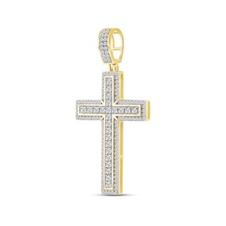CT. T.W. Certified Lab-Created Diamond Frame Cross Necklace Charm in 10K Gold (F/SI2