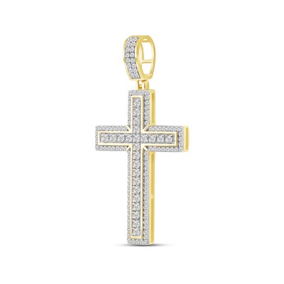 CT. T.W. Certified Lab-Created Diamond Frame Cross Necklace Charm in 10K Gold (F/SI2