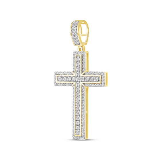 CT. T.W. Certified Lab-Created Diamond Frame Cross Necklace Charm in 10K Gold (F/SI2
