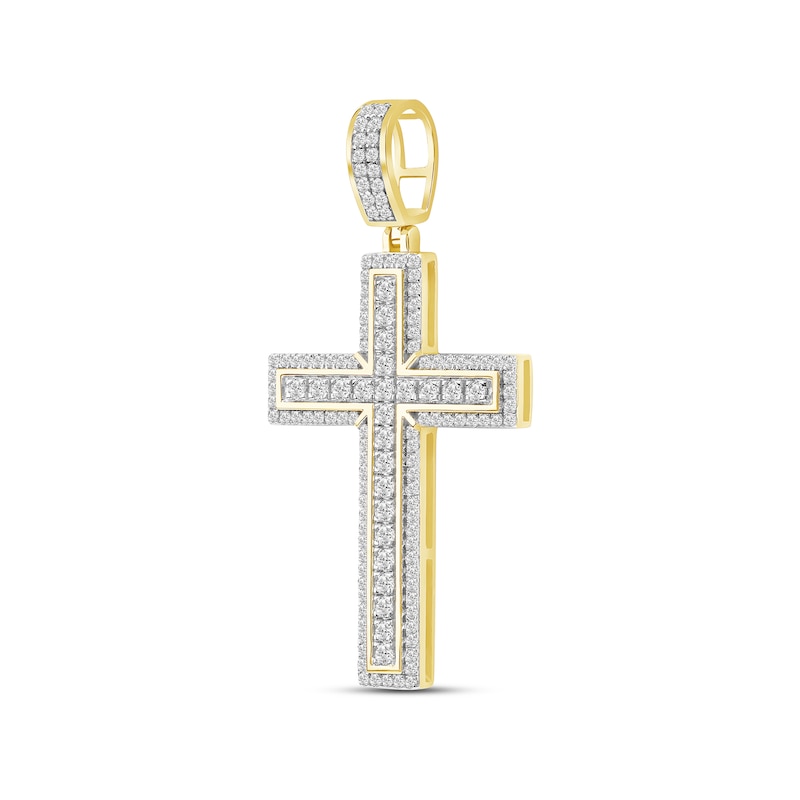 Main Image 2 of 2.00 CT. T.W. Certified Lab-Grown Diamond Frame Cross Necklace Charm in 10K Gold (F/SI2)