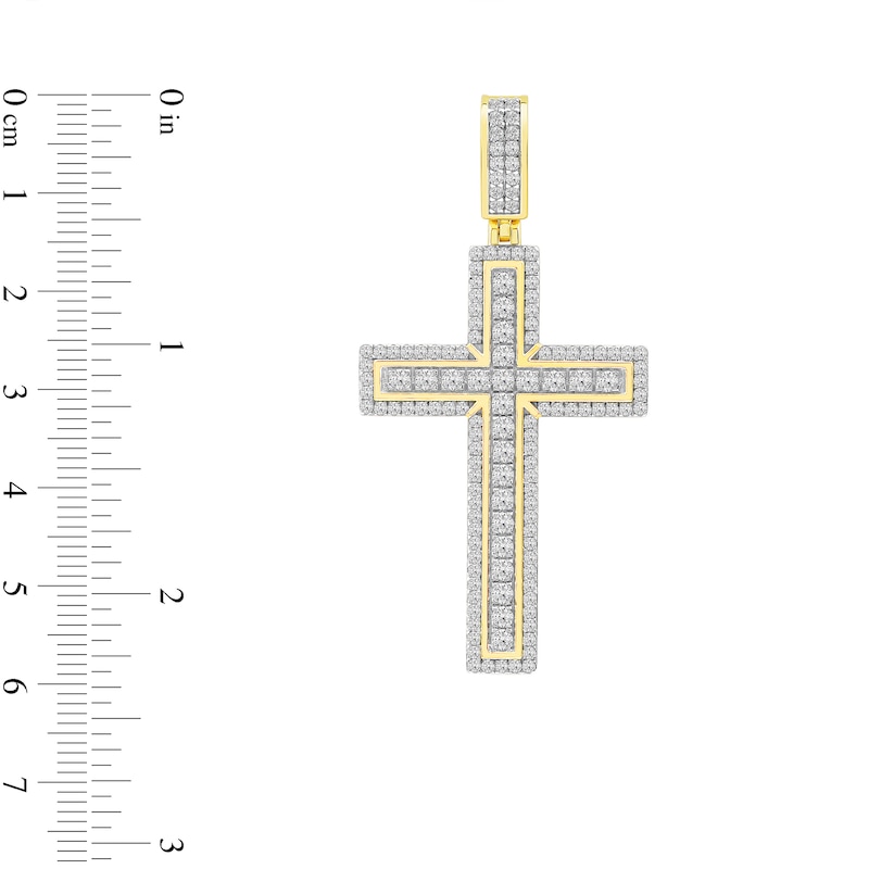 Main Image 4 of 2.00 CT. T.W. Certified Lab-Grown Diamond Frame Cross Necklace Charm in 10K Gold (F/SI2)