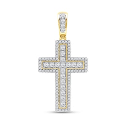 1.50 CT. T.W. Certified Lab-Grown Diamond Frame Cross Necklace Charm in 10K Gold (F/SI2)
