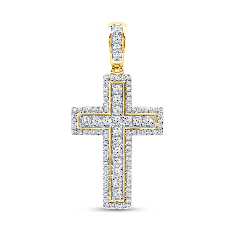 CT. T.W. Certified Lab-Grown Diamond Frame Cross Necklace Charm in 10K Gold (F/SI2