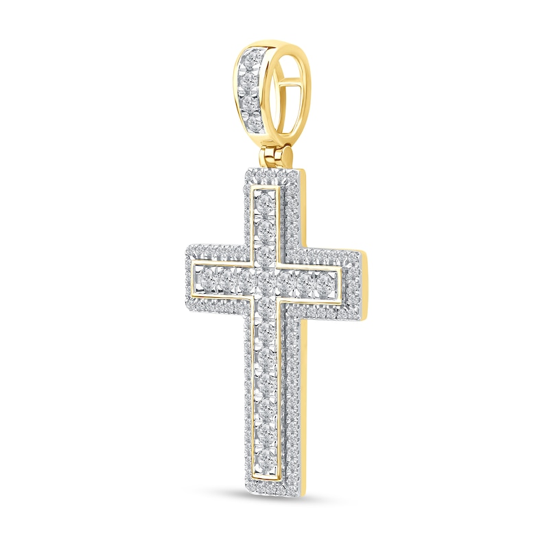 Main Image 2 of 1.50 CT. T.W. Certified Lab-Grown Diamond Frame Cross Necklace Charm in 10K Gold (F/SI2)