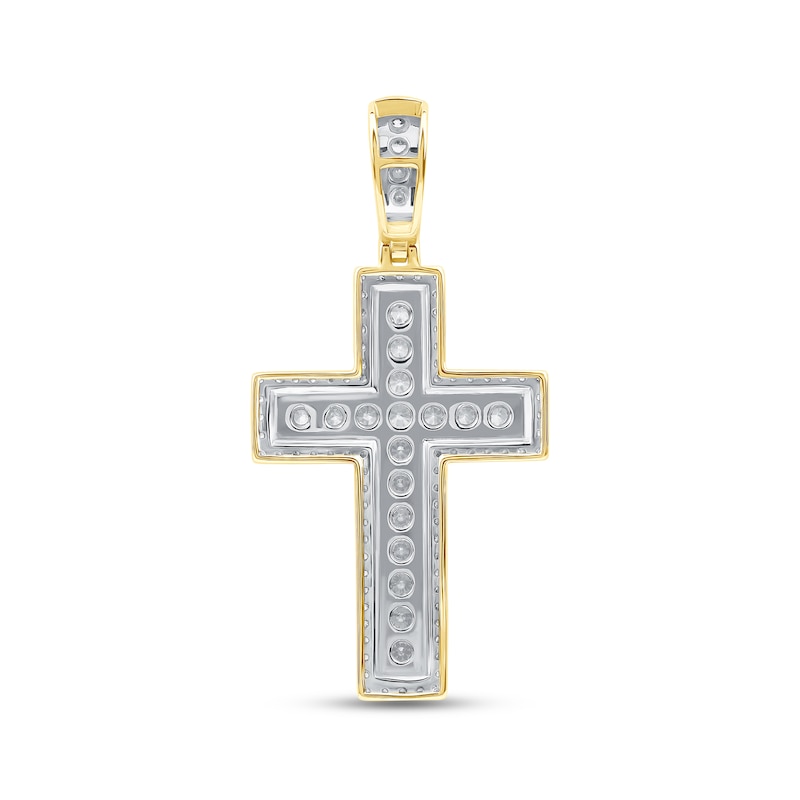 Main Image 3 of 1.50 CT. T.W. Certified Lab-Grown Diamond Frame Cross Necklace Charm in 10K Gold (F/SI2)