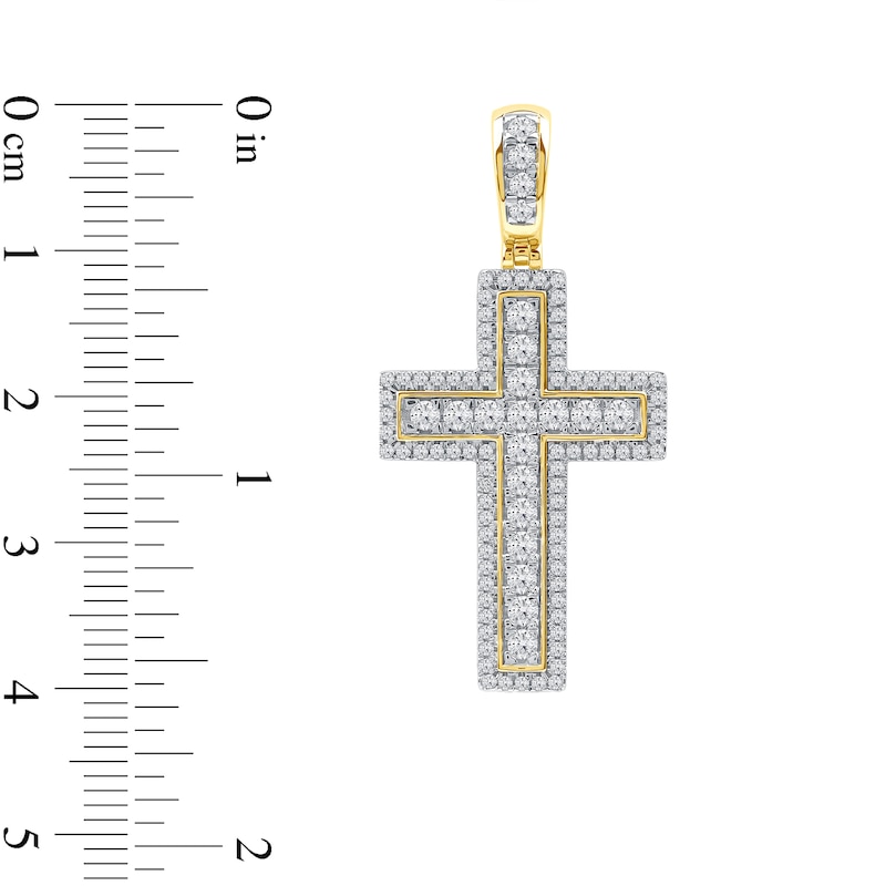 Main Image 4 of 1.50 CT. T.W. Certified Lab-Grown Diamond Frame Cross Necklace Charm in 10K Gold (F/SI2)