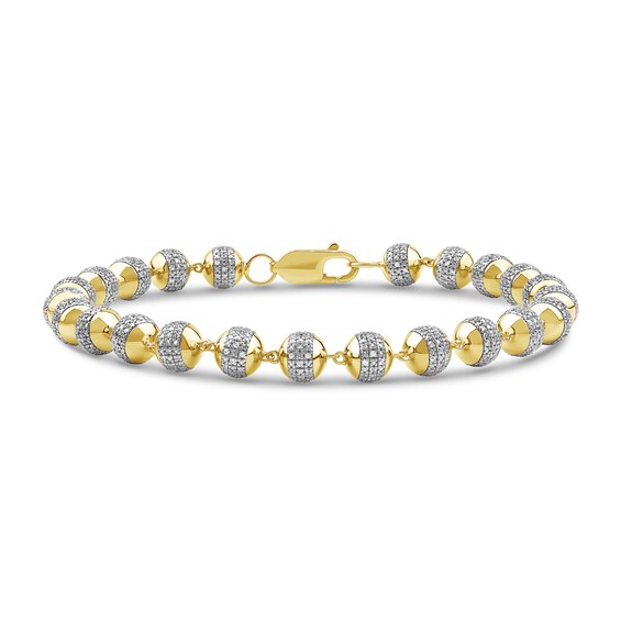 2.00 CT. T.W. Diamond Bead Bracelet in 10K Gold - 8.5”
