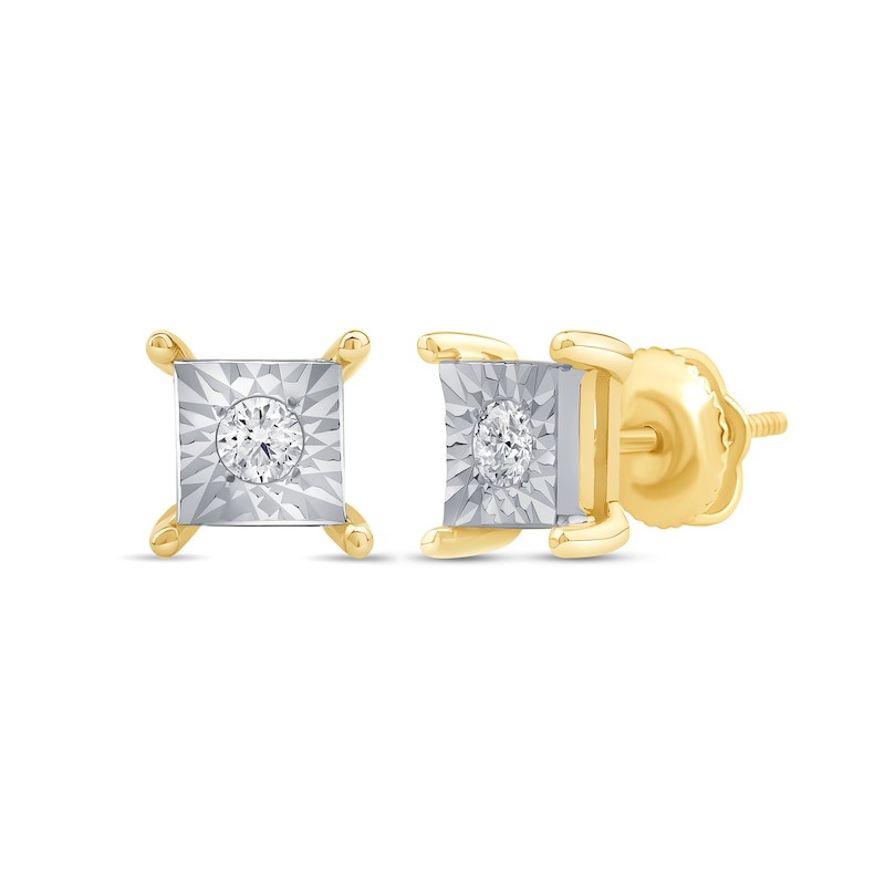 Main Image 1 of 0.16 CT. T.W. Certified Lab-Grown Diamond Miracle Square Frame Solitaire Stud Earrings in 10K Gold (F/SI2)