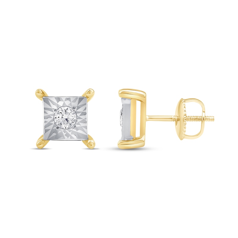 Main Image 2 of 0.16 CT. T.W. Certified Lab-Grown Diamond Miracle Square Frame Solitaire Stud Earrings in 10K Gold (F/SI2)