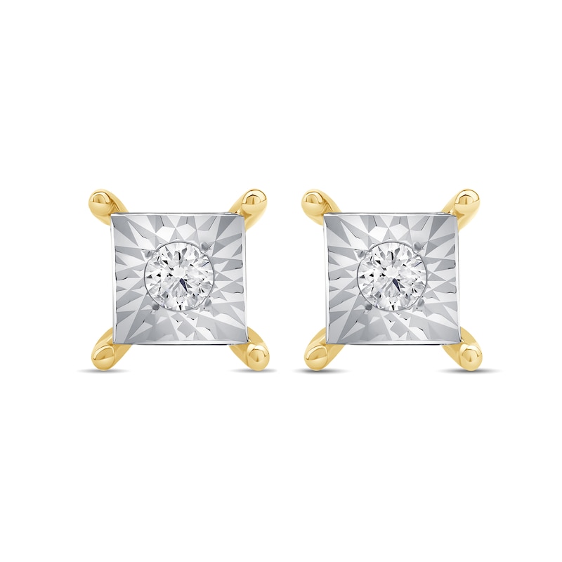 Main Image 3 of 0.16 CT. T.W. Certified Lab-Grown Diamond Miracle Square Frame Solitaire Stud Earrings in 10K Gold (F/SI2)