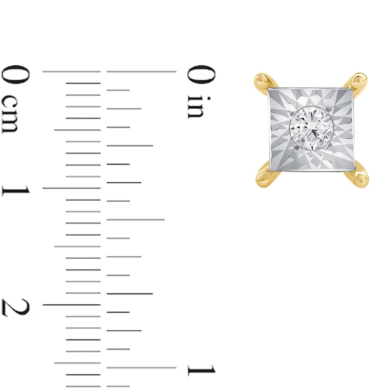 Main Image 4 of 0.16 CT. T.W. Certified Lab-Grown Diamond Miracle Square Frame Solitaire Stud Earrings in 10K Gold (F/SI2)