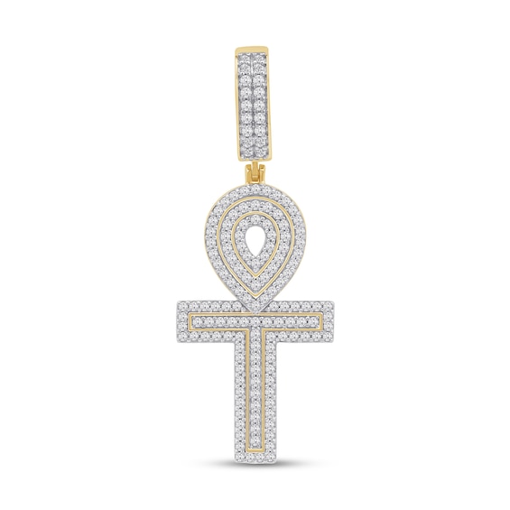 1.00 CT. T.W. Certified Lab-Created Diamond Ankh Cross Necklace Charm in 10K Gold (F/SI2)