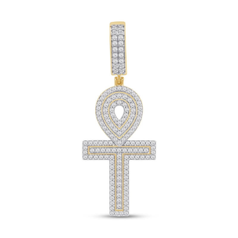 Main Image 1 of 1.00 CT. T.W. Certified Lab-Grown Diamond Ankh Cross Necklace Charm in 10K Gold (F/SI2)