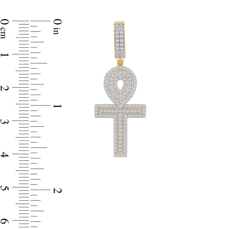 Main Image 4 of 1.00 CT. T.W. Certified Lab-Grown Diamond Ankh Cross Necklace Charm in 10K Gold (F/SI2)