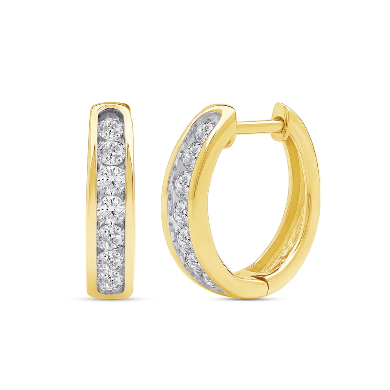 Main Image 1 of 0.50 CT. T.W. Certified Lab-Grown Diamond Huggie Hoop Earrings in 10K Gold (F/SI2)