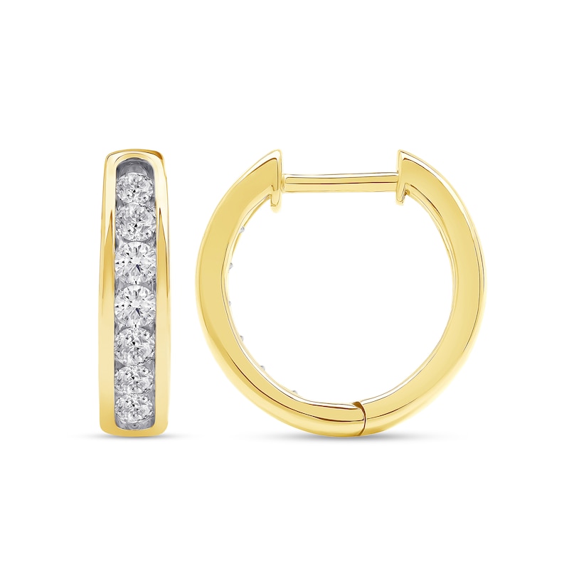 Main Image 2 of 0.50 CT. T.W. Certified Lab-Grown Diamond Huggie Hoop Earrings in 10K Gold (F/SI2)