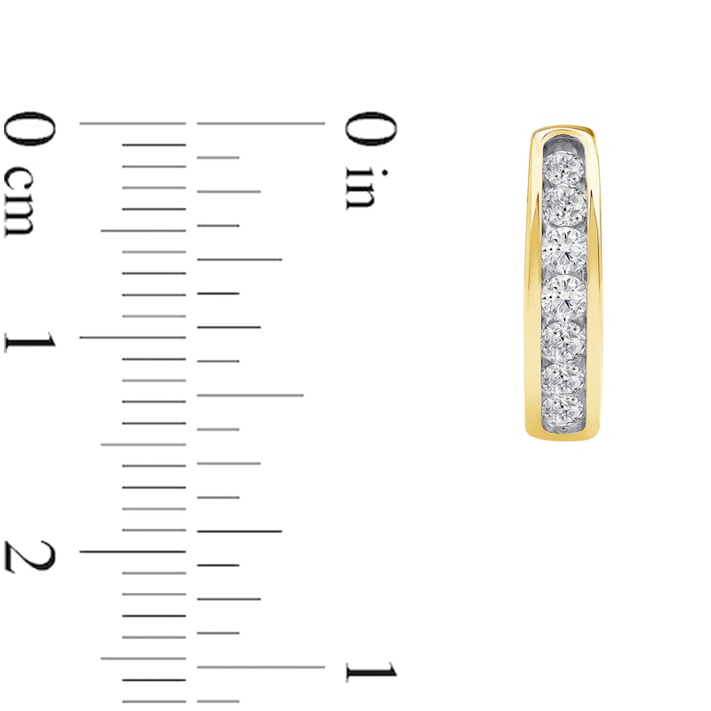 Main Image 4 of 0.50 CT. T.W. Certified Lab-Grown Diamond Huggie Hoop Earrings in 10K Gold (F/SI2)