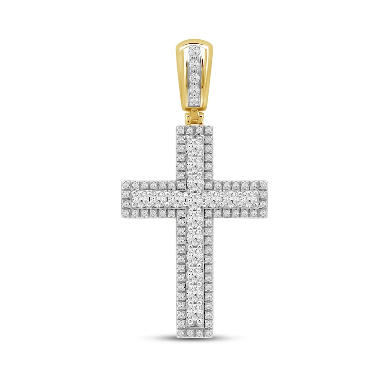 Main Image 1 of 2.00 CT. T.W. Certified Lab-Grown Diamond Frame Cross Necklace Charm in 10K Gold (F/SI2)