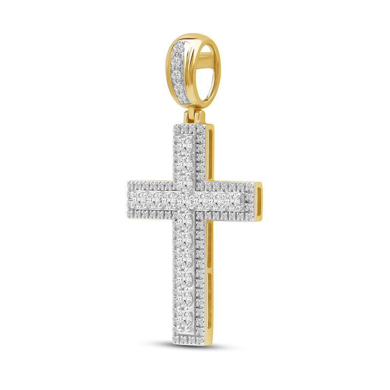 Main Image 2 of 2.00 CT. T.W. Certified Lab-Grown Diamond Frame Cross Necklace Charm in 10K Gold (F/SI2)