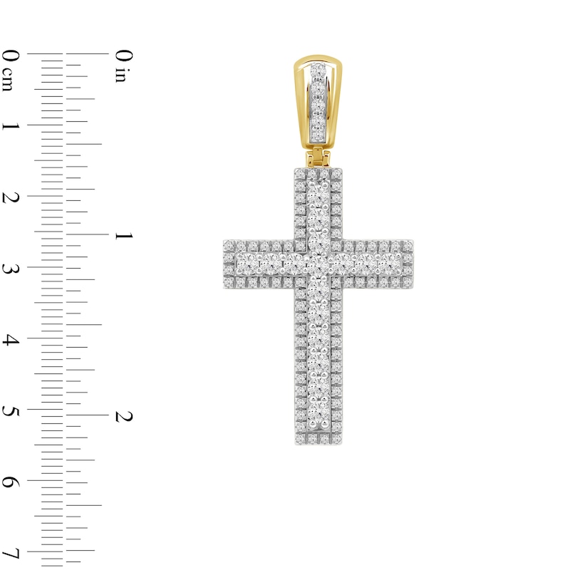 Main Image 4 of 2.00 CT. T.W. Certified Lab-Grown Diamond Frame Cross Necklace Charm in 10K Gold (F/SI2)