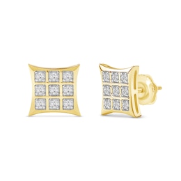 0.25 CT. T.W. Certified Lab-Grown Diamond Flared Square Stud Earrings in 10K Gold (F/SI2)