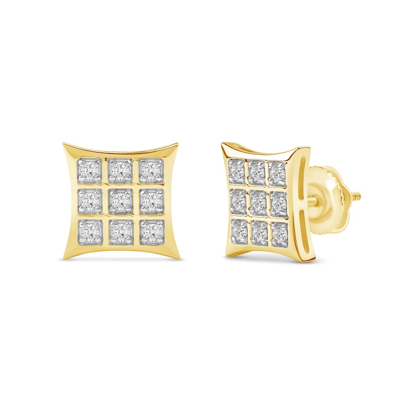 Main Image 1 of 0.25 CT. T.W. Certified Lab-Grown Diamond Flared Square Stud Earrings in 10K Gold (F/SI2)