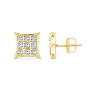 0.25 CT. T.W. Certified Lab-Created Diamond Flared Square Stud Earrings in 10K Gold (F/SI2)