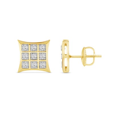 0.25 CT. T.W. Certified Lab-Created Diamond Flared Square Stud Earrings in 10K Gold (F/SI2)