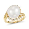 Thumbnail Image 1 of 12.0-13.0mm Freshwater Cultured Pearl and 0.29 CT. T.W. Diamond Bypass Ring in 10K Gold