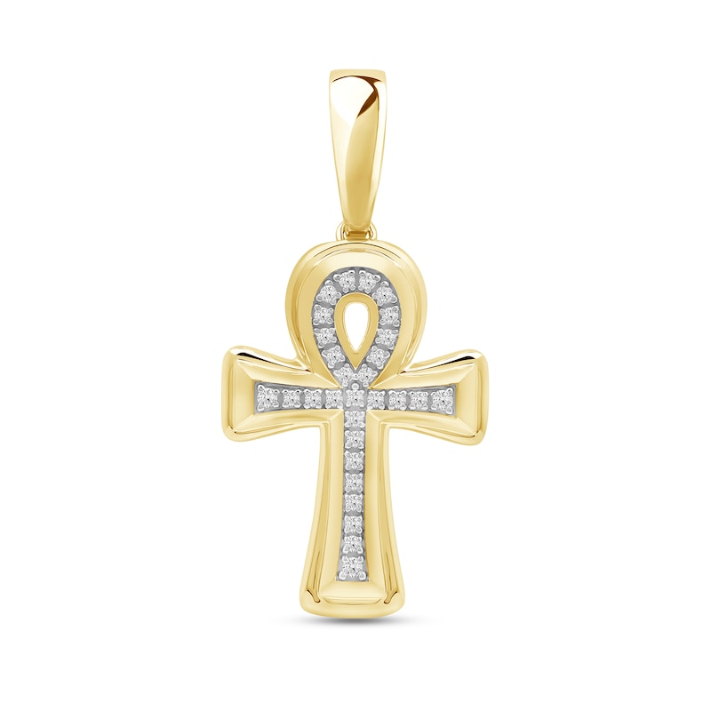 Main Image 1 of 0.25 CT. T.W. Diamond Ankh Cross Necklace Charm in 10K Gold