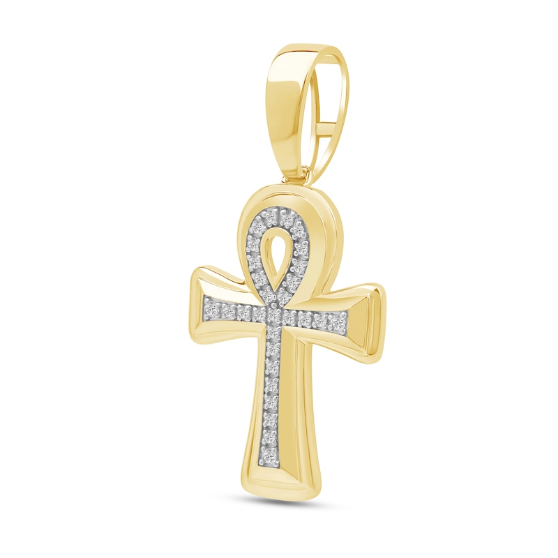 Main Image 2 of 0.25 CT. T.W. Diamond Ankh Cross Necklace Charm in 10K Gold