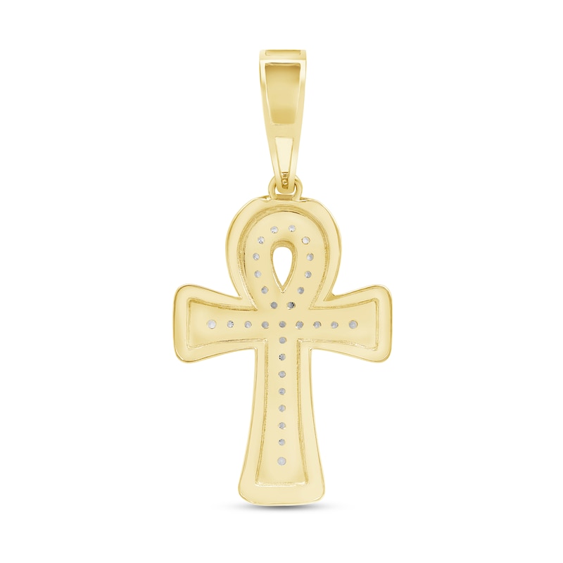 Main Image 3 of 0.25 CT. T.W. Diamond Ankh Cross Necklace Charm in 10K Gold