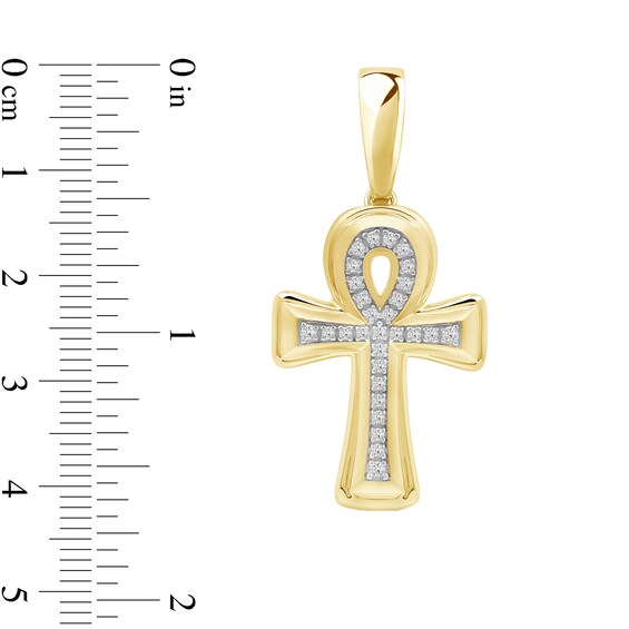 0.25 CT. T.W. Diamond Ankh Cross Necklace Charm in 10K Gold