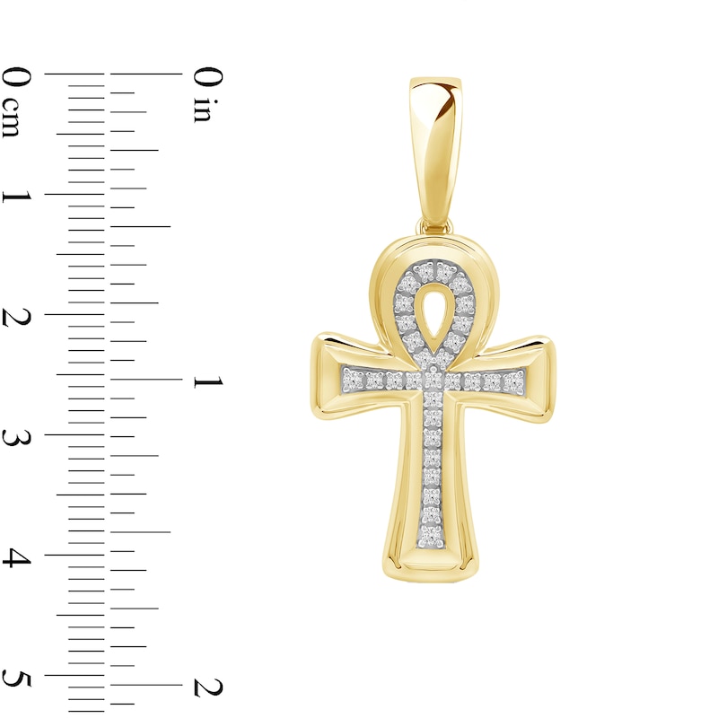 Main Image 4 of 0.25 CT. T.W. Diamond Ankh Cross Necklace Charm in 10K Gold