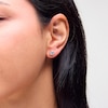 Thumbnail Image 2 of 1.50 CT. T.W. Certified Lab-Grown Diamond Solitaire Stud Earrings in Sterling Silver with 10K Gold Plate (I/SI2)