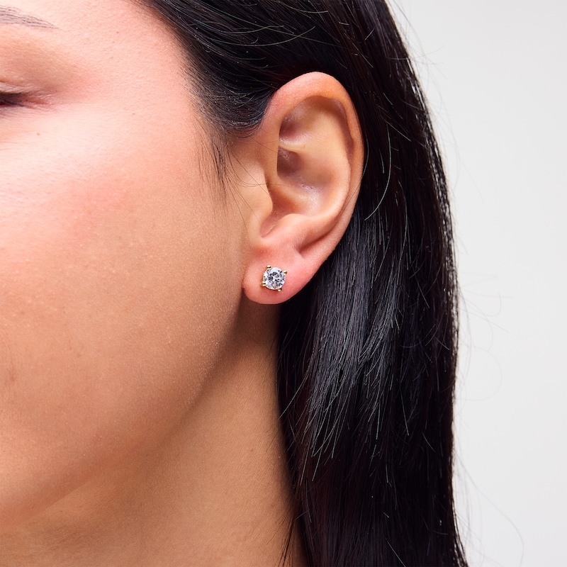 Main Image 2 of 1.50 CT. T.W. Certified Lab-Grown Diamond Solitaire Stud Earrings in Sterling Silver with 10K Gold Plate (I/SI2)