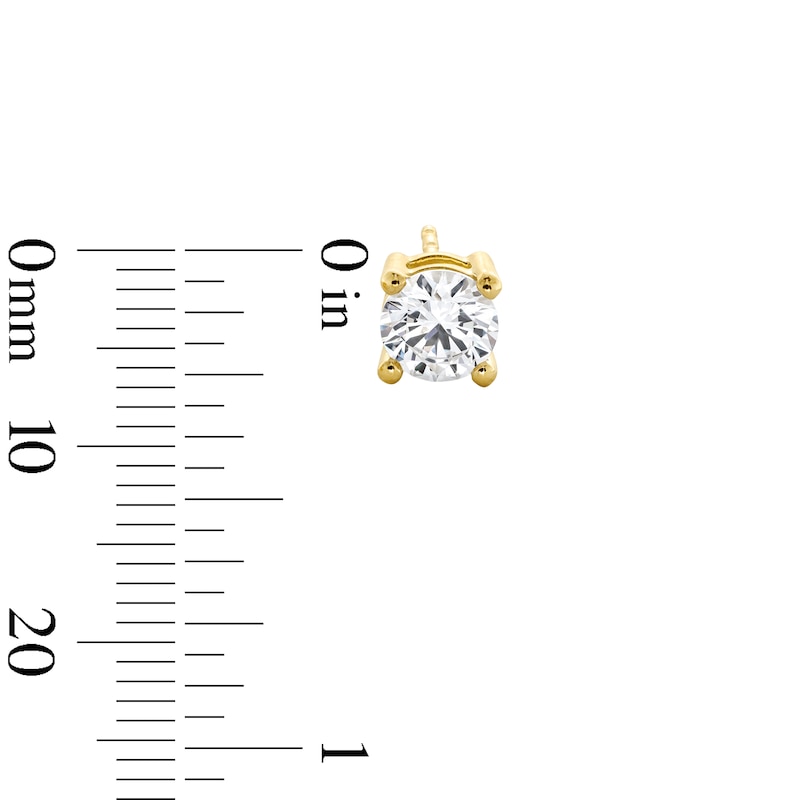 Main Image 3 of 1.50 CT. T.W. Certified Lab-Grown Diamond Solitaire Stud Earrings in Sterling Silver with 10K Gold Plate (I/SI2)