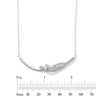 0.20 CT. T.W. Diamond Ribbon Curved Bar Necklace in Sterling Silver