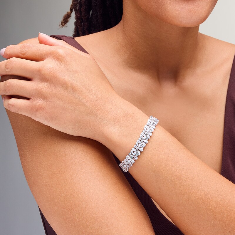 Main Image 2 of 14.12 CT. T.W. Multi-Shaped Certified Lab-Grown Diamond Link Bracelet in 10K White Gold (F/SI2)