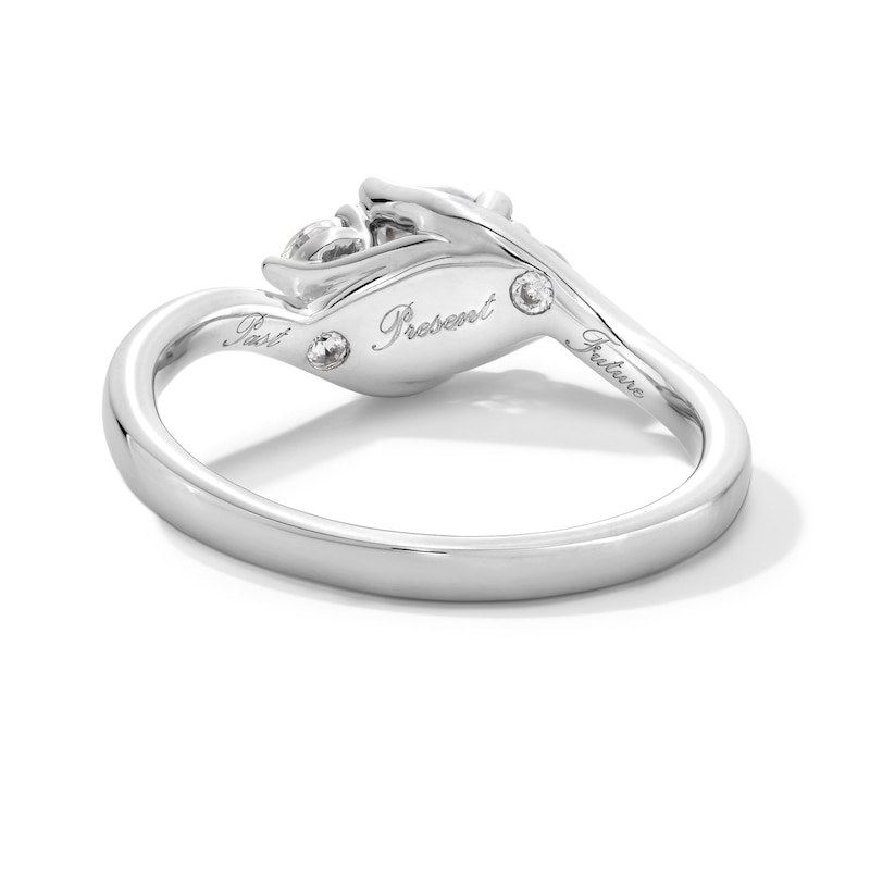 Main Image 4 of 0.75 CT. T.W. Diamond Past Present Future® Bypass Shank Engagement Ring in 14K White Gold