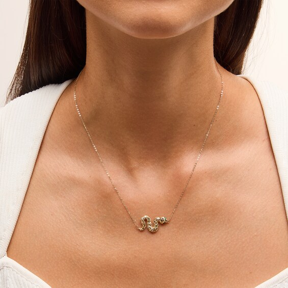 Diamond-Cut Snake Necklace in Semi-Solid 14K Gold
