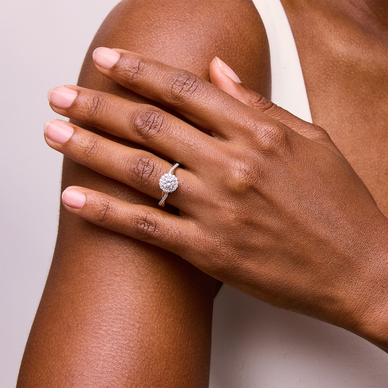 Main Image 2 of 0.70 CT. T.W. Certified Lab-Grown Diamond Frame Crossover Shank Engagement Ring in 14K Gold (F/VS2)