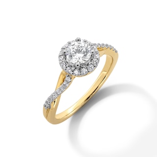 0.70 CT. T.W. Certified Lab-Created Diamond Frame Crossover Shank Engagement Ring in 14K Gold (F/VS2